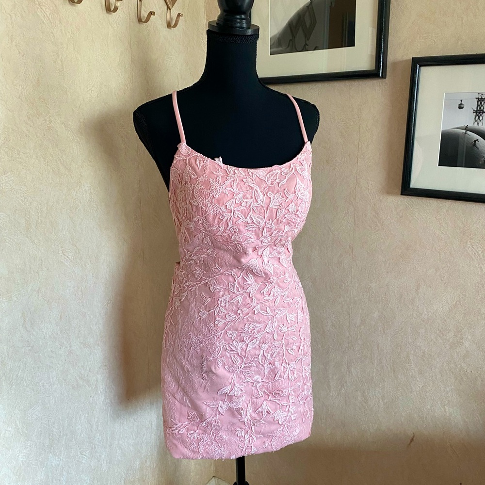 Dreamdressy Pink Lace Mini Dress